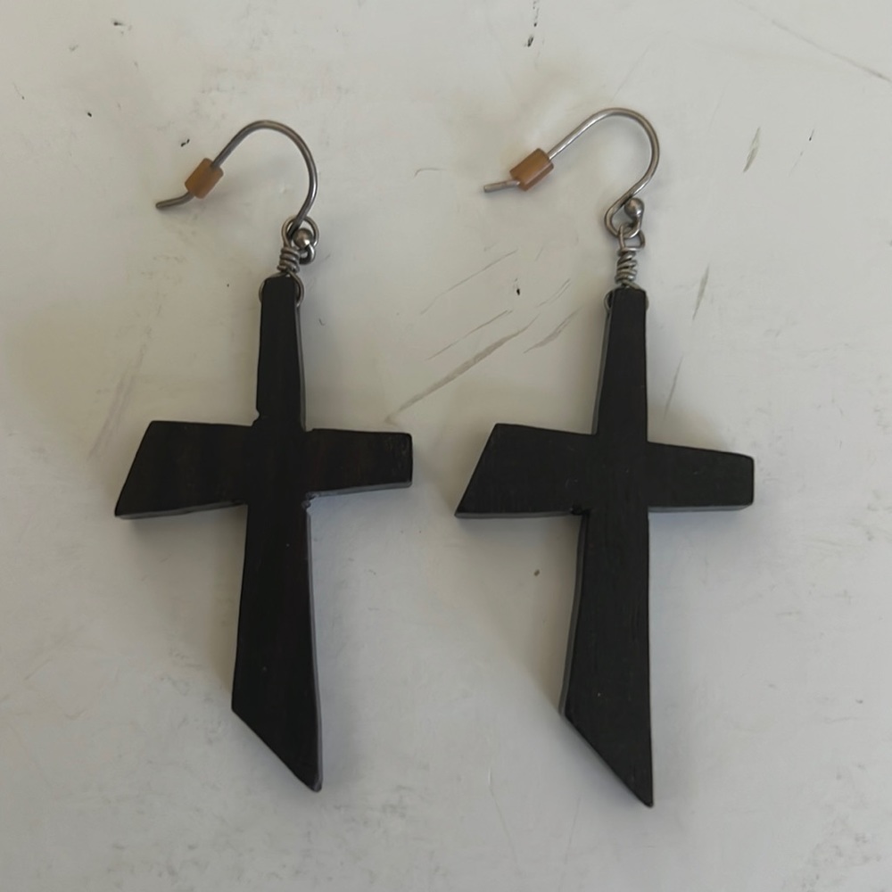 Lucky Brand Brown Cross Earrings